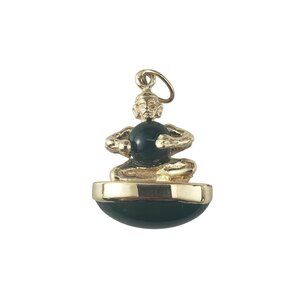 14K Yellow Gold Chalcedony Double-Sided Figure Pendant JAGi Certified #22651